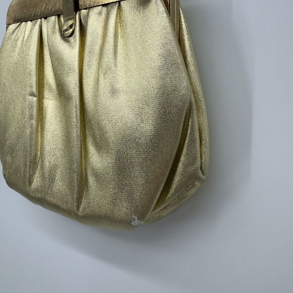Ande Vintage Gold Metallic Evening Bag Crossbody Chain Strap Formal USA Clutch - Picture 4 of 13